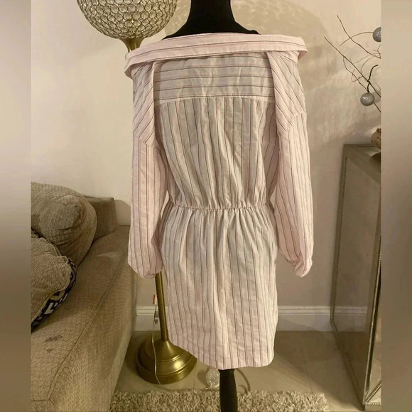 Maje Asymmetrical Off-Shoulder Bishop Sleeve Dress size 36 - Picture 8 of 9